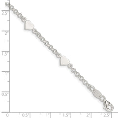 Sterling Silver Polished Hearts with .25in ext. Children's Bracelet QG3536-5.5