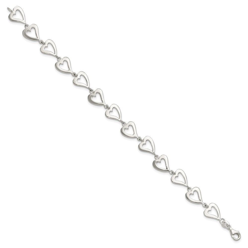 Sterling Silver Polished Heart Bracelet QG3609-7.5