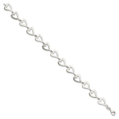 Sterling Silver Polished Heart Bracelet QG3609-7.5