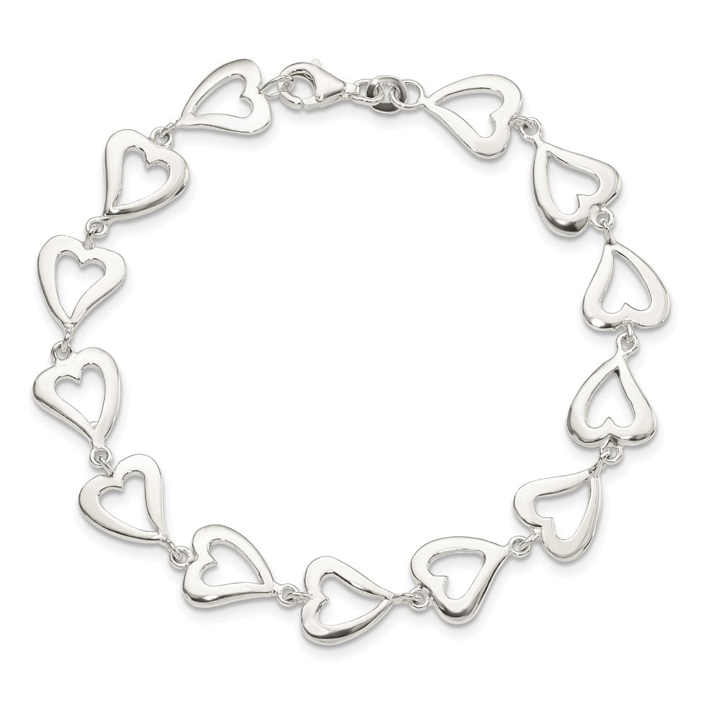 Sterling Silver Polished Heart Bracelet QG3609-7.5
