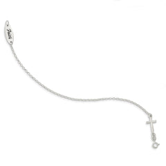 Sterling Silver Polished Enamel FAITH and Cross Bracelet QG3624-7.5