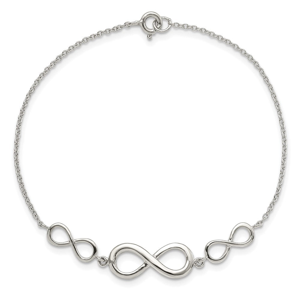 Sterling Silver Rhodium-plated Polished Infinity Symbol Bracelet QG3627-7.25