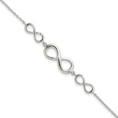Sterling Silver Rhodium-plated Polished Infinity Symbol Bracelet QG3627-7.25