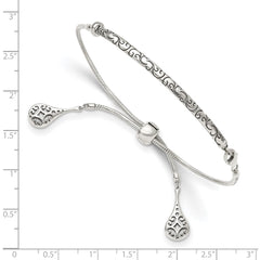 Sterling Silver Antiqued Filigree Drops Adjustable Bracelet QG3638