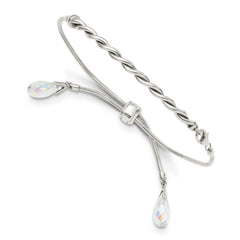 Sterling Silver Antiqued Crystal Tassel Adjustable Bracelet QG3639