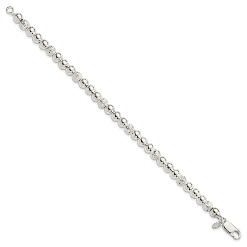 Sterling Silver Polished Diamond-cut Beaded Bracelet QG3789-7.5