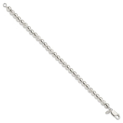 Sterling Silver Polished Diamond-cut Beaded Bracelet QG3789-7.5