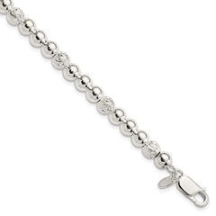 Sterling Silver Polished Diamond-cut Beaded Bracelet QG3789-7.5