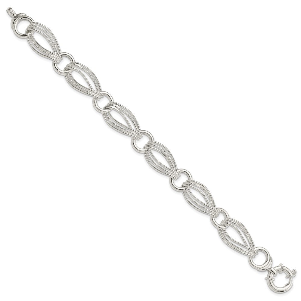 Sterling Silver Polished And Textured Link Bracelet QG3874-8