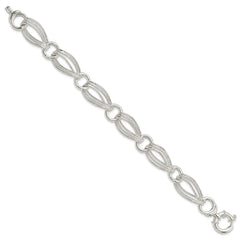 Sterling Silver Polished And Textured Link Bracelet QG3874-8