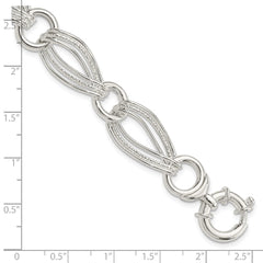 Sterling Silver Polished And Textured Link Bracelet QG3874-8
