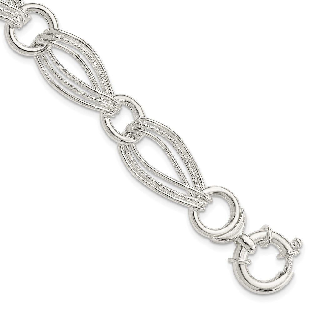 Sterling Silver Polished And Textured Link Bracelet QG3874-8