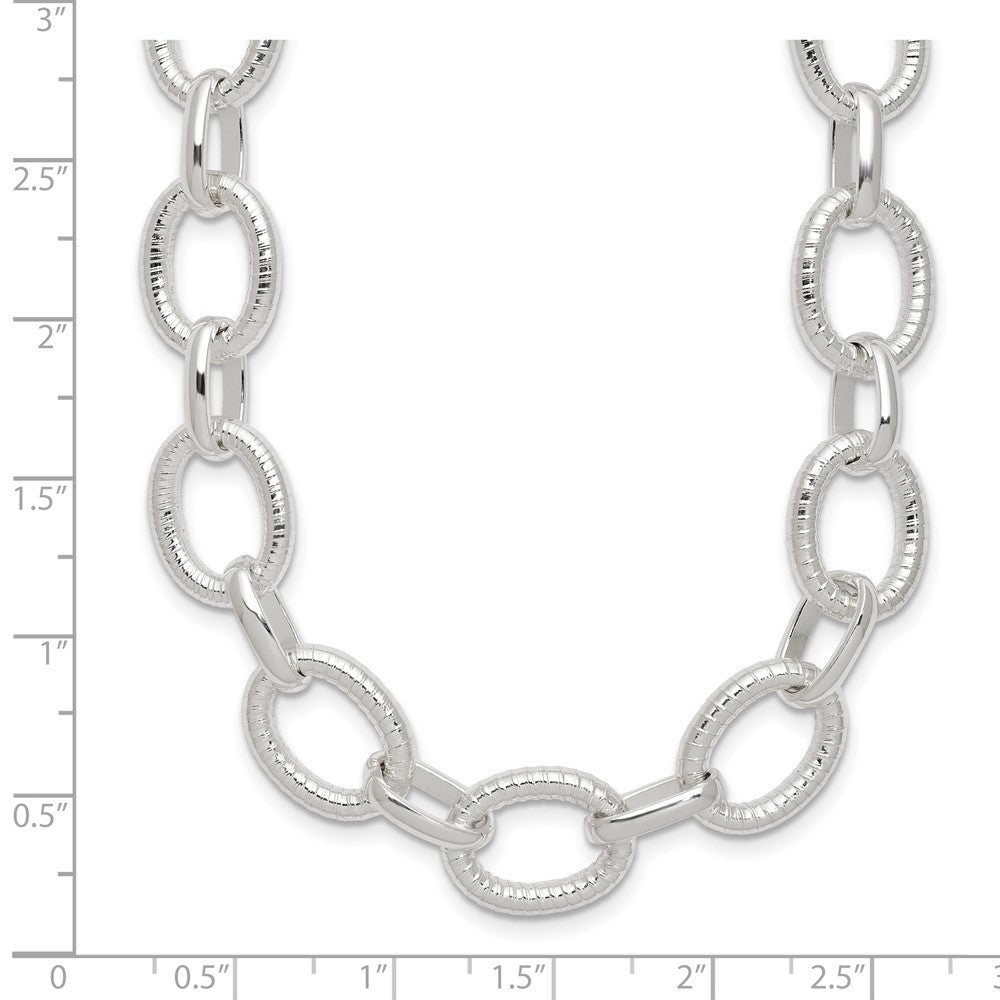 Sterling Silver Polished Fancy Link Necklace QG3892-18