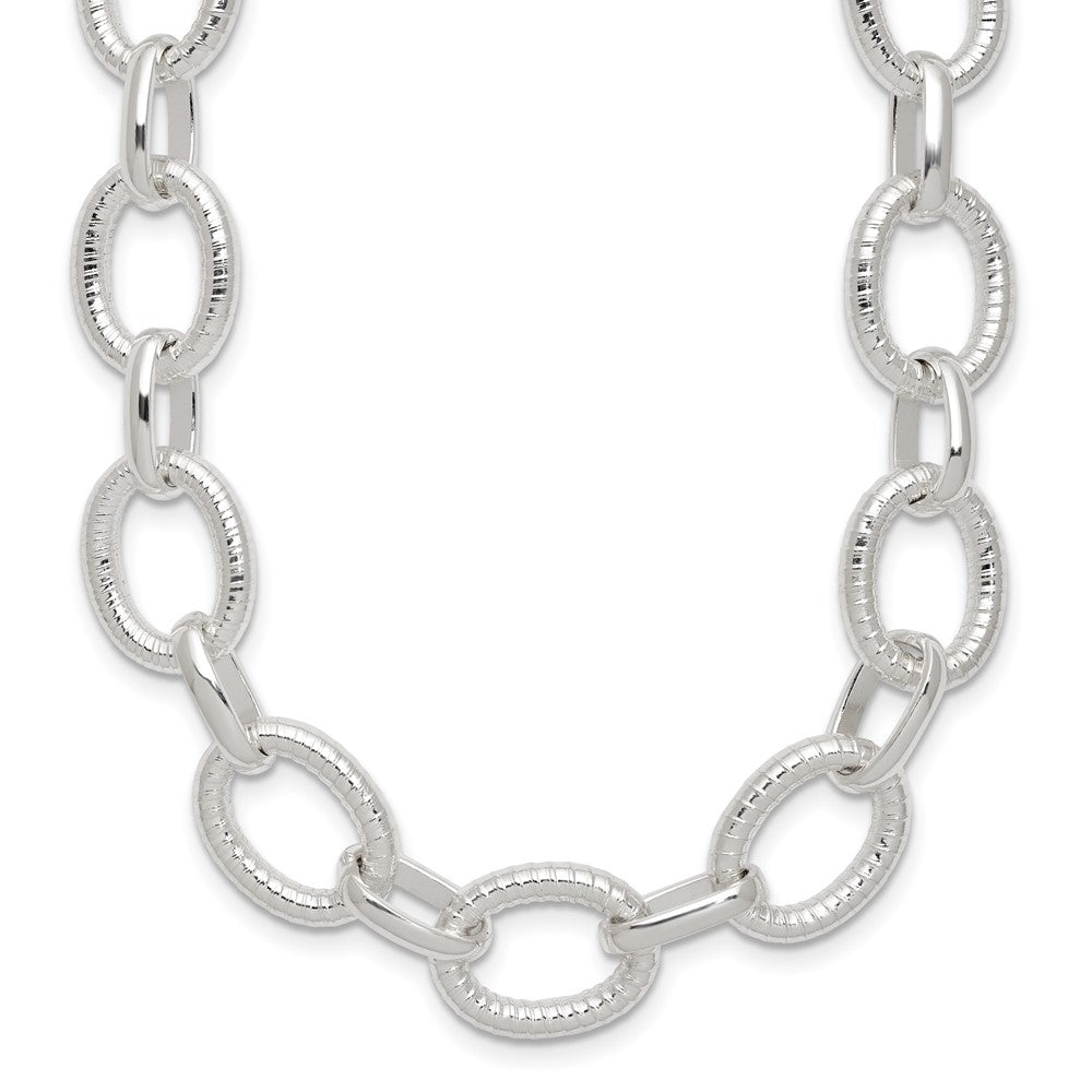 Sterling Silver Polished Fancy Link Necklace QG3892-18