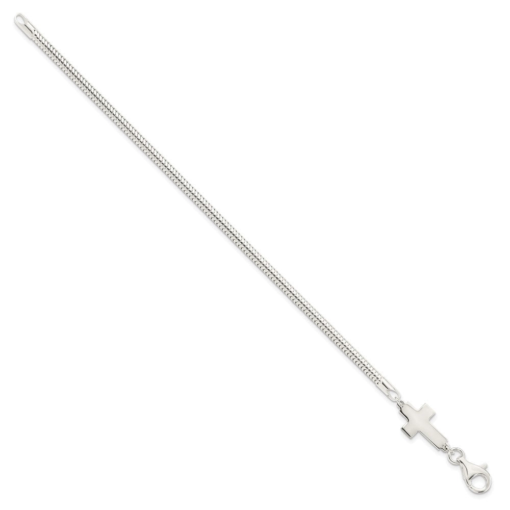 Sterling Silver Sideways Cross Bracelet QG3916-7.5