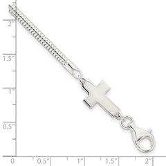 Sterling Silver Sideways Cross Bracelet QG3916-7.5