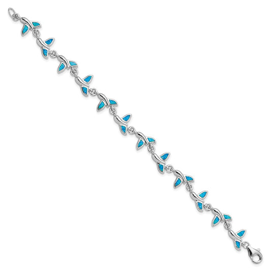 Sterling Silver Rhodium-Plated Whale Tail 7.75 inch Bracelet QG3988-7.75