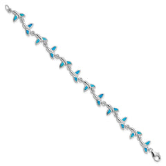Sterling Silver Rhodium-Plated Whale Tail 7.75 inch Bracelet QG3988-7.75