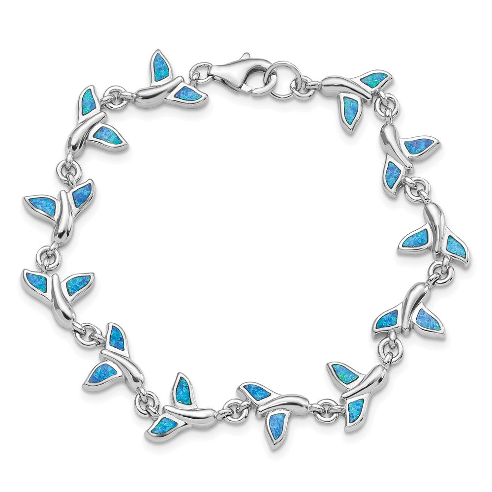 Sterling Silver Rhodium-Plated Whale Tail 7.75 inch Bracelet QG3988-7.75