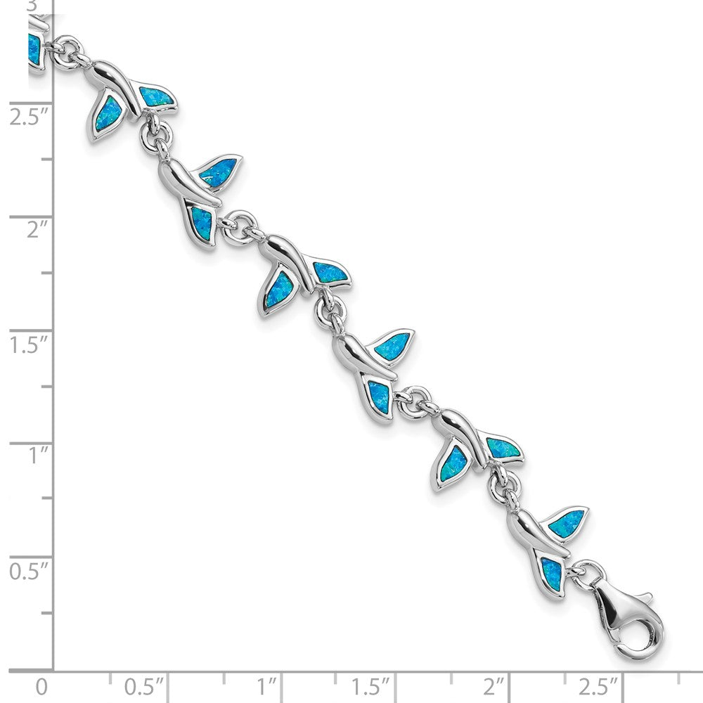 Sterling Silver Rhodium-Plated Whale Tail 7.75 inch Bracelet QG3988-7.75