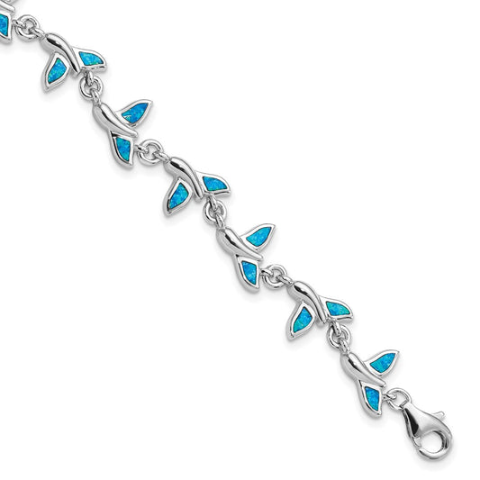 Sterling Silver Rhodium-Plated Whale Tail 7.75 inch Bracelet QG3988-7.75