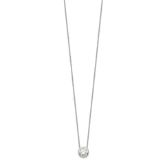 Sterling Silver Polished 9mm Bezel CZ Necklace QG3994-18