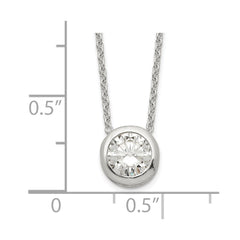 Sterling Silver Polished 9mm Bezel CZ Necklace QG3994-18
