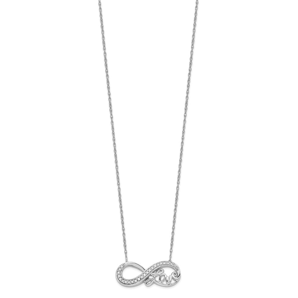 Sterling Silver Rhodium Diam. Infinity Symbol LOVE Necklace QG4072-18