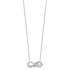 Sterling Silver Rhodium Diam. Infinity Symbol LOVE Necklace QG4072-18