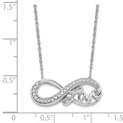 Sterling Silver Rhodium Diam. Infinity Symbol LOVE Necklace QG4072-18