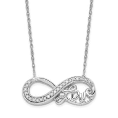 Sterling Silver Rhodium Diam. Infinity Symbol LOVE Necklace QG4072-18
