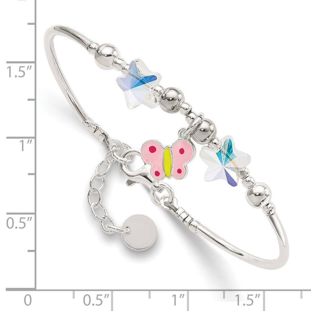 Sterling Silver Enamel Crystal Butterfly Stars w/ 1in ext. Children's Brace QG4077-6