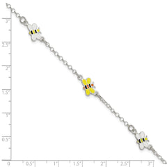 Sterling Silver Polished & Enameled Bees Children's Bracelet QG4085-6