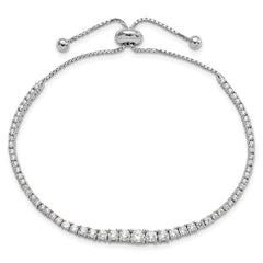 Sterling Shimmer Sterling Silver Rhodium-plated 67 Stone Graduated CZ Adjustable 5 inch up to 9 inch Bracelet QG4164