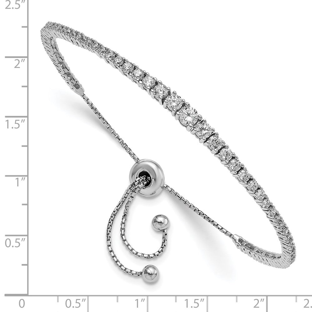 Sterling Shimmer Sterling Silver Rhodium-plated 67 Stone Graduated CZ Adjustable 5 inch up to 9 inch Bracelet QG4164