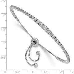 Sterling Shimmer Sterling Silver Rhodium-plated 67 Stone Graduated CZ Adjustable 5 inch up to 9 inch Bracelet QG4164