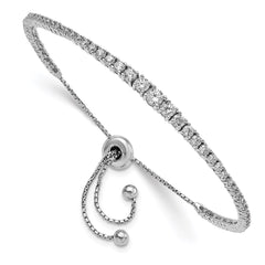 Sterling Shimmer Sterling Silver Rhodium-plated 67 Stone Graduated CZ Adjustable 5 inch up to 9 inch Bracelet QG4164