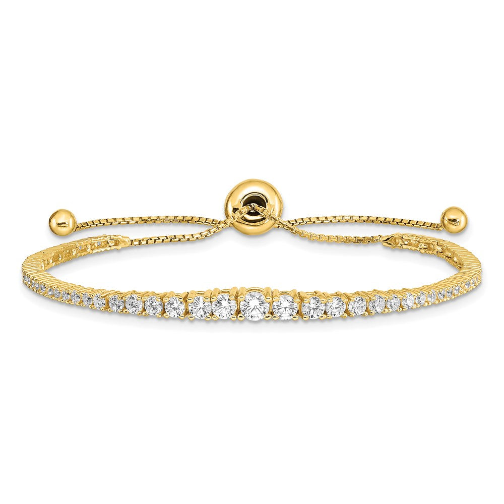 Sterling Shimmer Sterling Silver Gold-tone Flash Gold-plated 67 Stone Graduated CZ Adjustable 5 inch up to 9 inch Bracelet QG4165