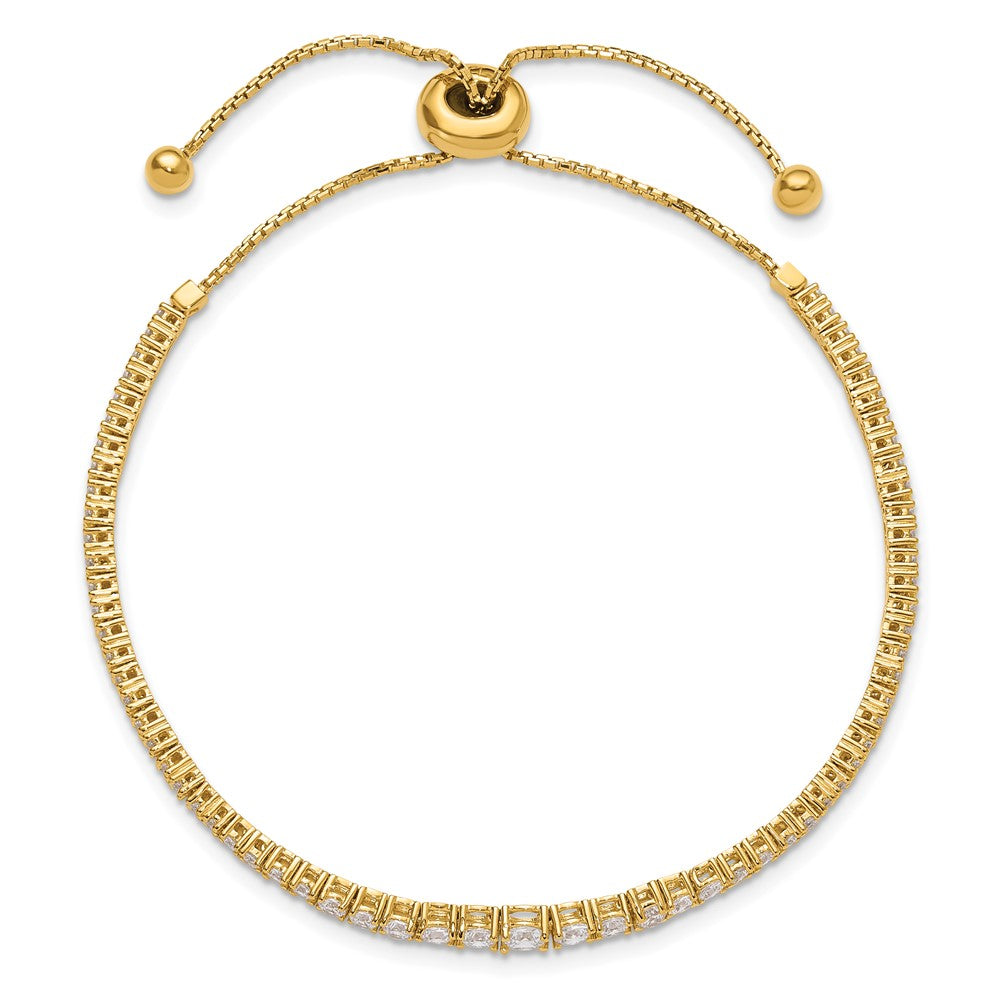 Sterling Shimmer Sterling Silver Gold-tone Flash Gold-plated 67 Stone Graduated CZ Adjustable 5 inch up to 9 inch Bracelet QG4165