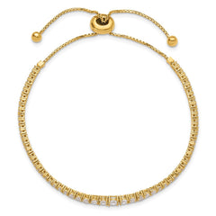 Sterling Shimmer Sterling Silver Gold-tone Flash Gold-plated 67 Stone Graduated CZ Adjustable 5 inch up to 9 inch Bracelet QG4165