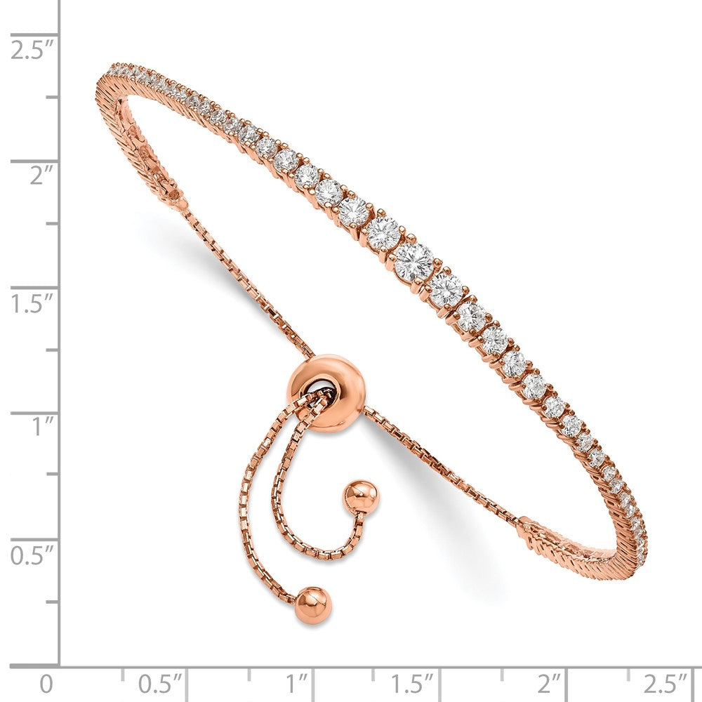 Sterling Shimmer Sterling Silver Rose-tone Flash Rose Gold-plated 67 Stone Graduated CZ Adjustable 5 inch up to 9 inch Bracelet QG4166