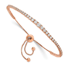 Sterling Shimmer Sterling Silver Rose-tone Flash Rose Gold-plated 67 Stone Graduated CZ Adjustable 5 inch up to 9 inch Bracelet QG4166