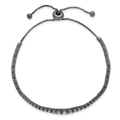 Sterling Shimmer Sterling Silver Black Rhodium-plated 67 Stone Graduated CZ Adjustable 5 inch up to 9 inch Bracelet QG4167