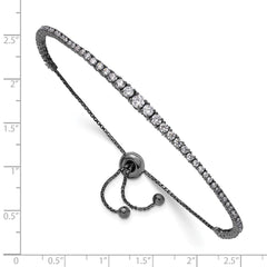 Sterling Shimmer Sterling Silver Black Rhodium-plated 67 Stone Graduated CZ Adjustable 5 inch up to 9 inch Bracelet QG4167