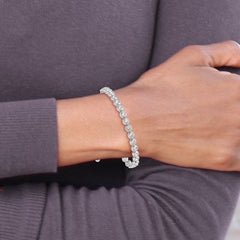 Sterling Shimmer Sterling Silver Rhodium-plated 26 Stone CZ Adjustable Bracelet QG4176