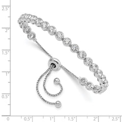 Sterling Shimmer Sterling Silver Rhodium-plated 26 Stone CZ Adjustable Bracelet QG4176