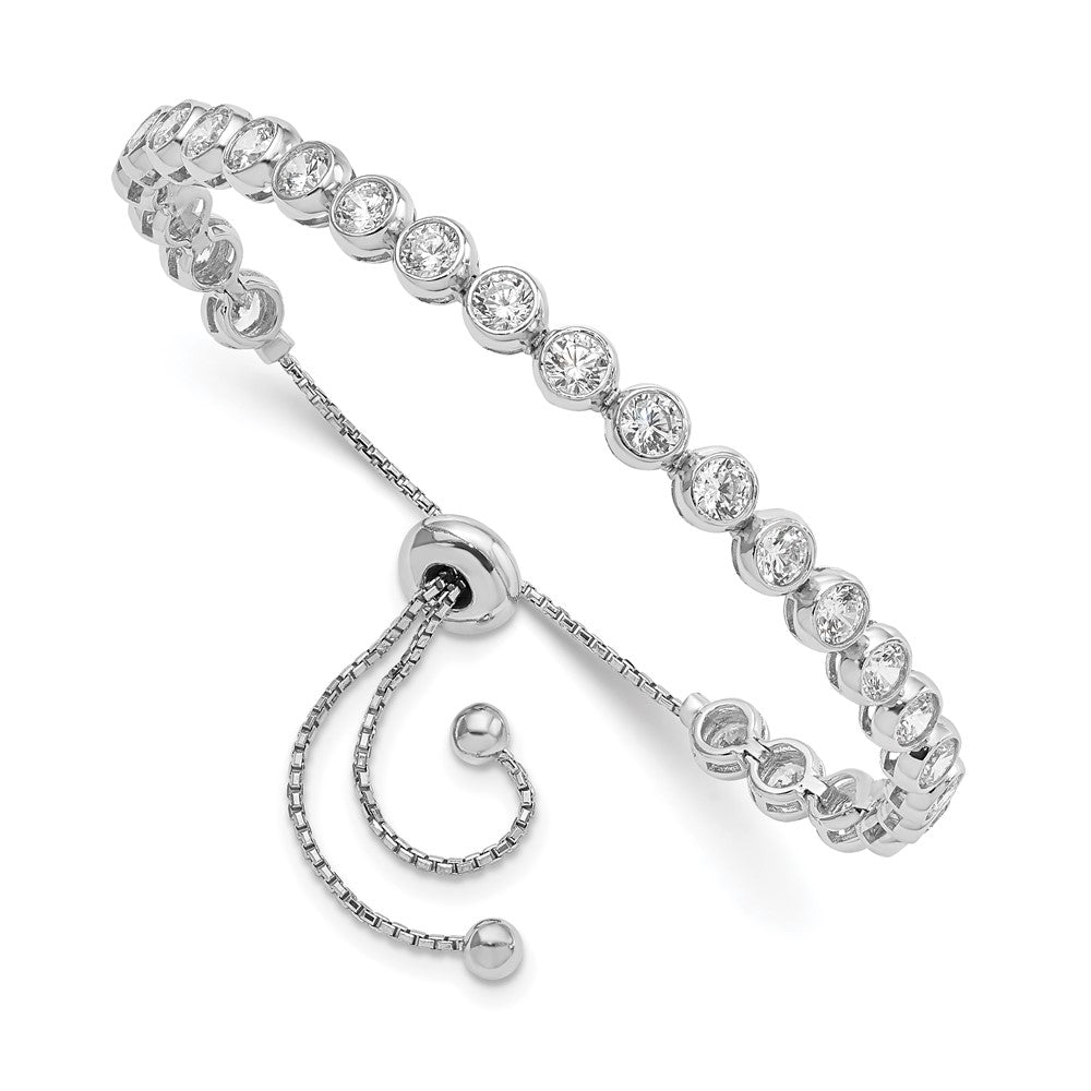 Sterling Shimmer Sterling Silver Rhodium-plated 26 Stone CZ Adjustable Bracelet QG4176