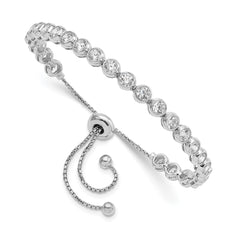Sterling Shimmer Sterling Silver Rhodium-plated 26 Stone CZ Adjustable Bracelet QG4176