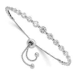 Sterling Shimmer Sterling Silver Rhodium-plated 29 Stone CZ Adjustable 5 inch up to 8.75 inch Bracelet QG4180