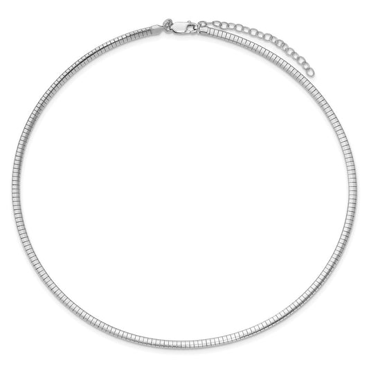 Sterling Silver Rhodium-plated 3.25mm w/2in. Ext Cubetto Chain QG4223R-16